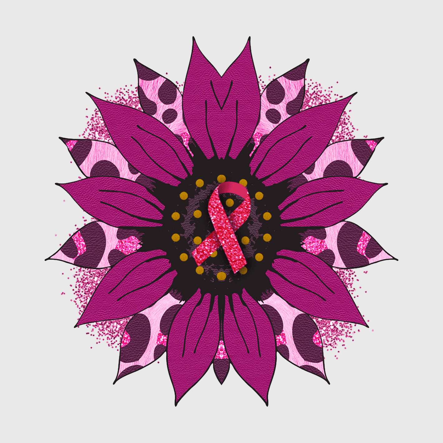 Pink Ribbon Flower Transfer