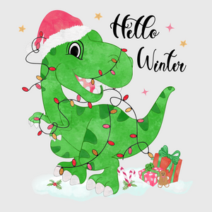 Hello Winter Dinosaur Transfer