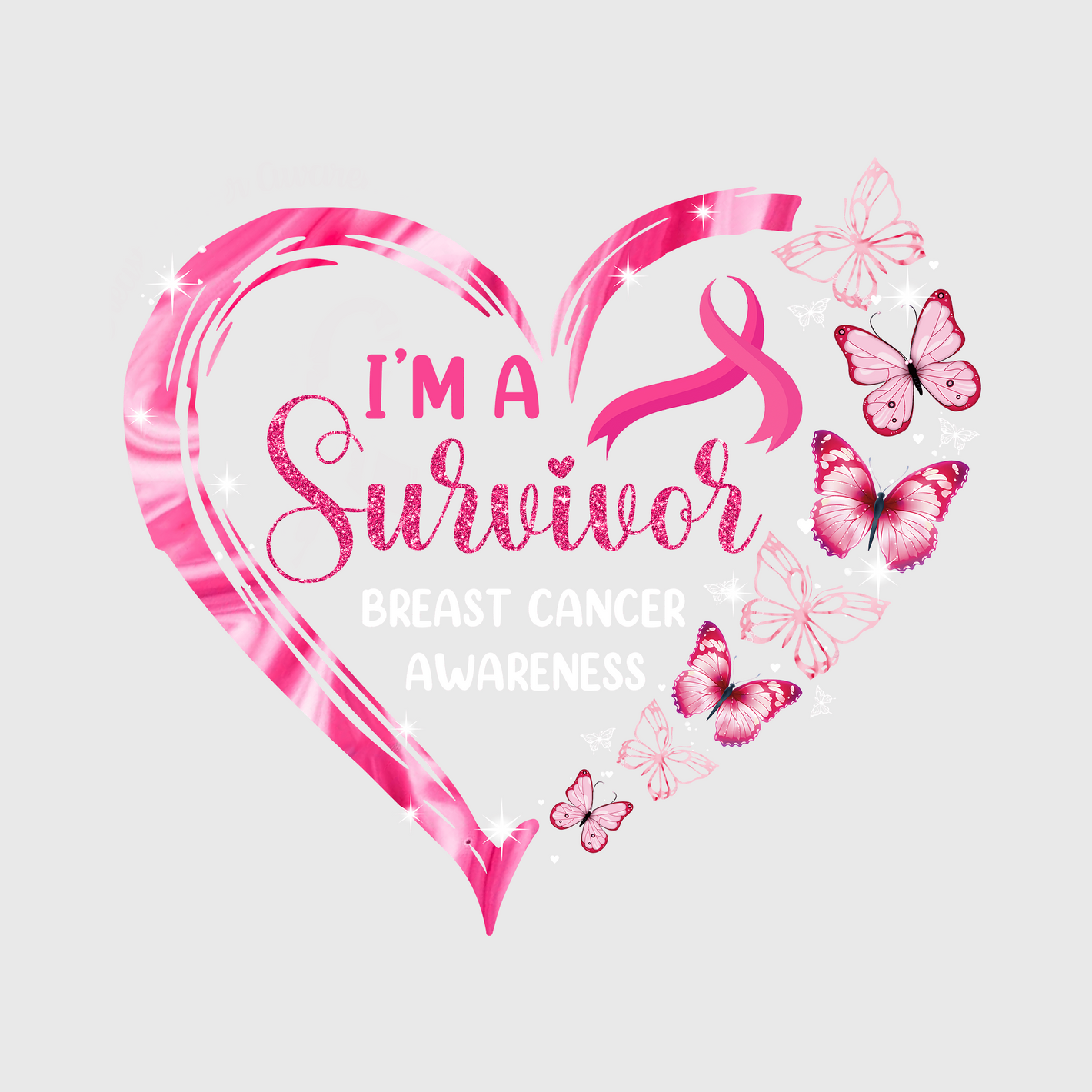 'I'm A Survivor Pink Ribbon' Transfer