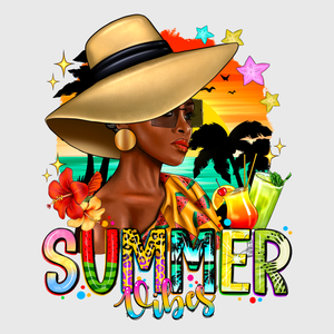 Summer Girl with Hat Transfer