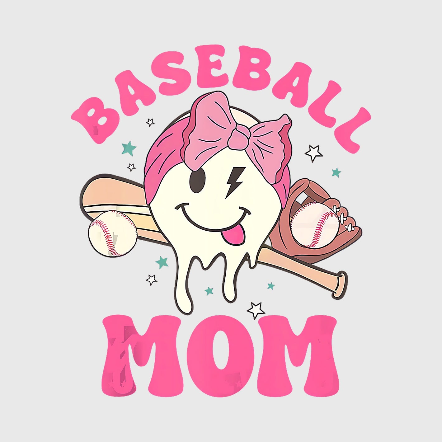 Baseball Smiley Mom Transfer