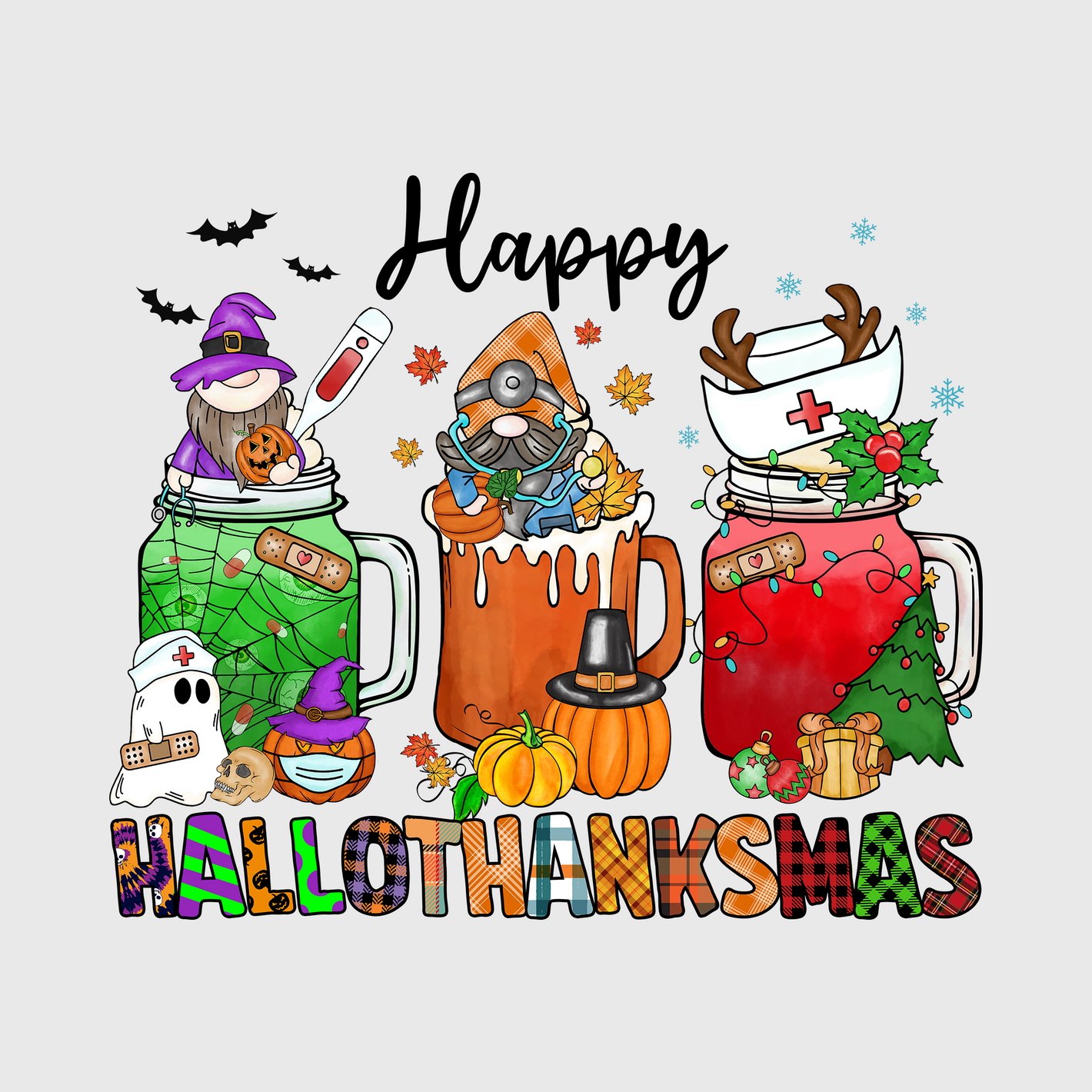 Happy Hallothanksmas Drinking Transfer