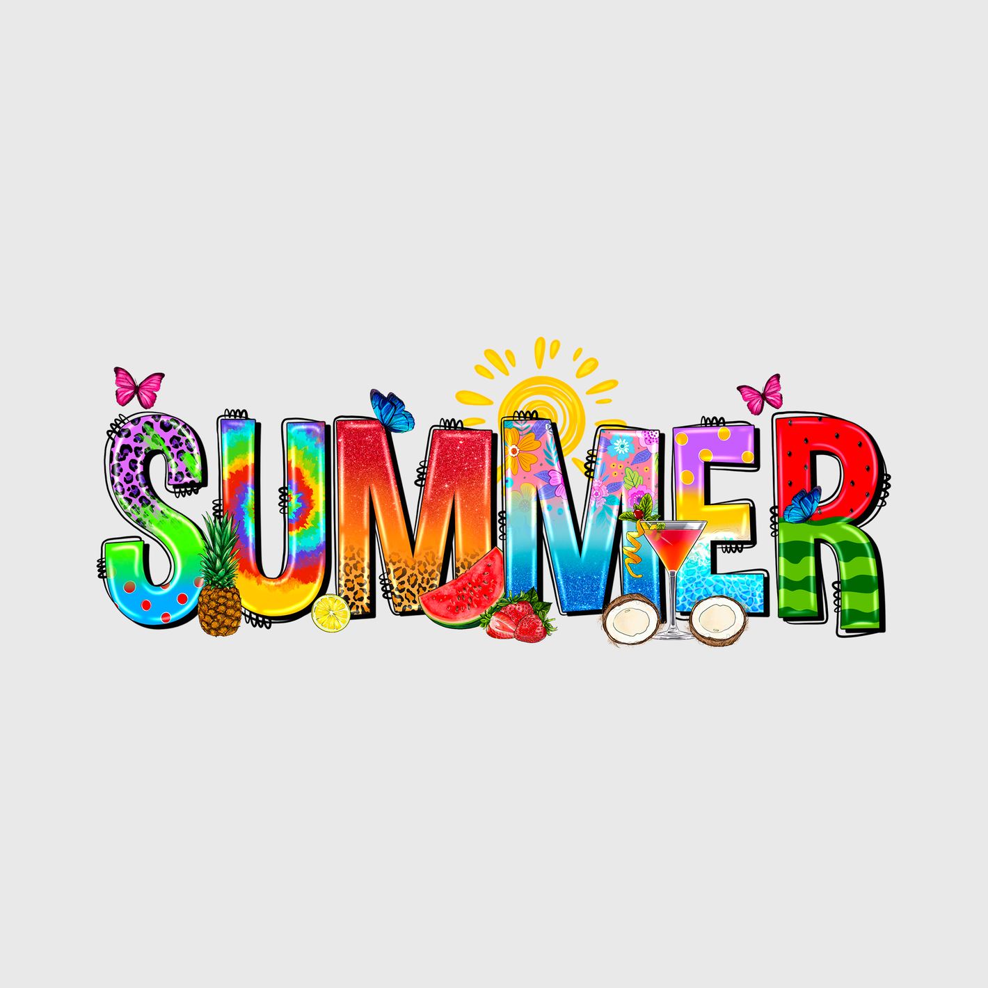 Summer Retro Blocks Transfer
