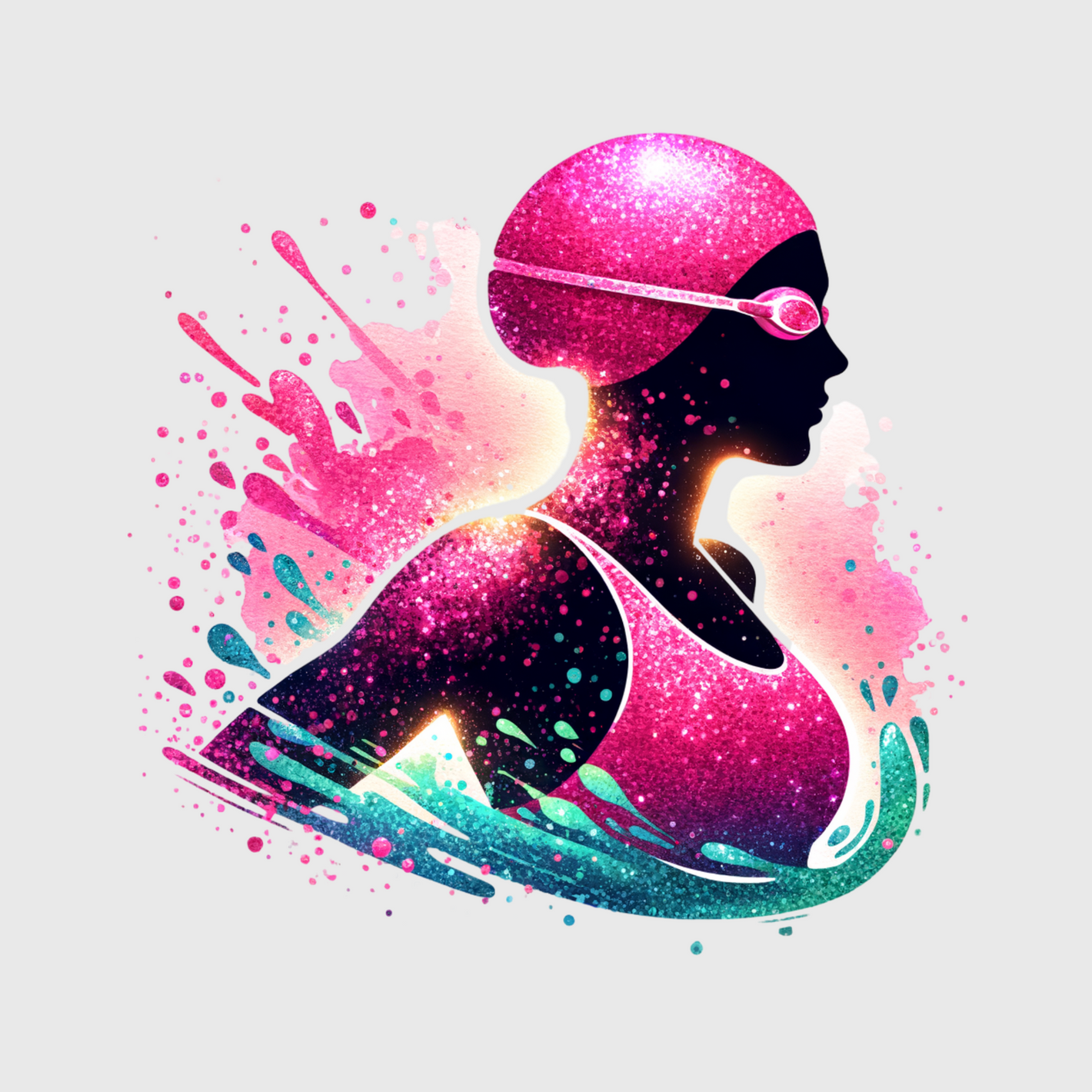 Swimmer in Pink Cap Transfer