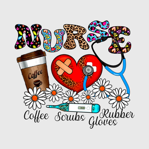 Coffee Scrubs Rubber Gloves Nurse Transfer