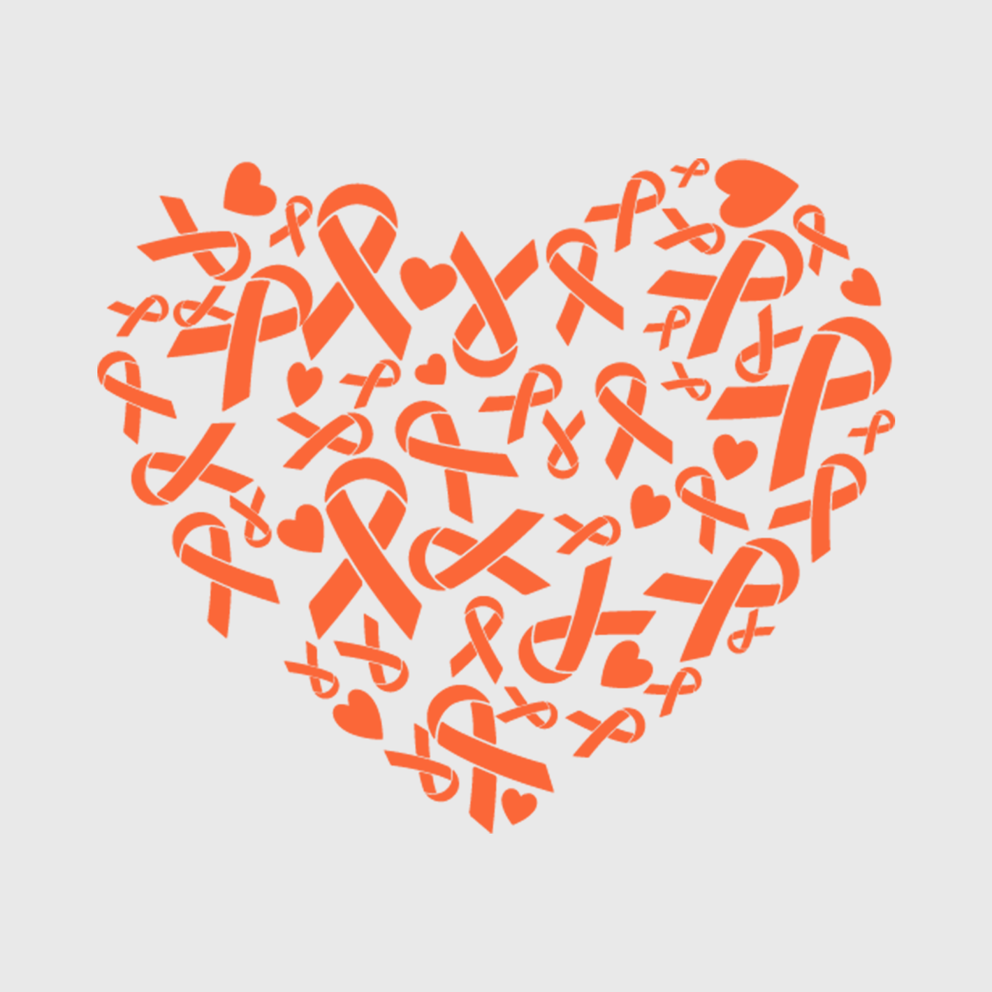 Orange Ribbon Heart Transfer