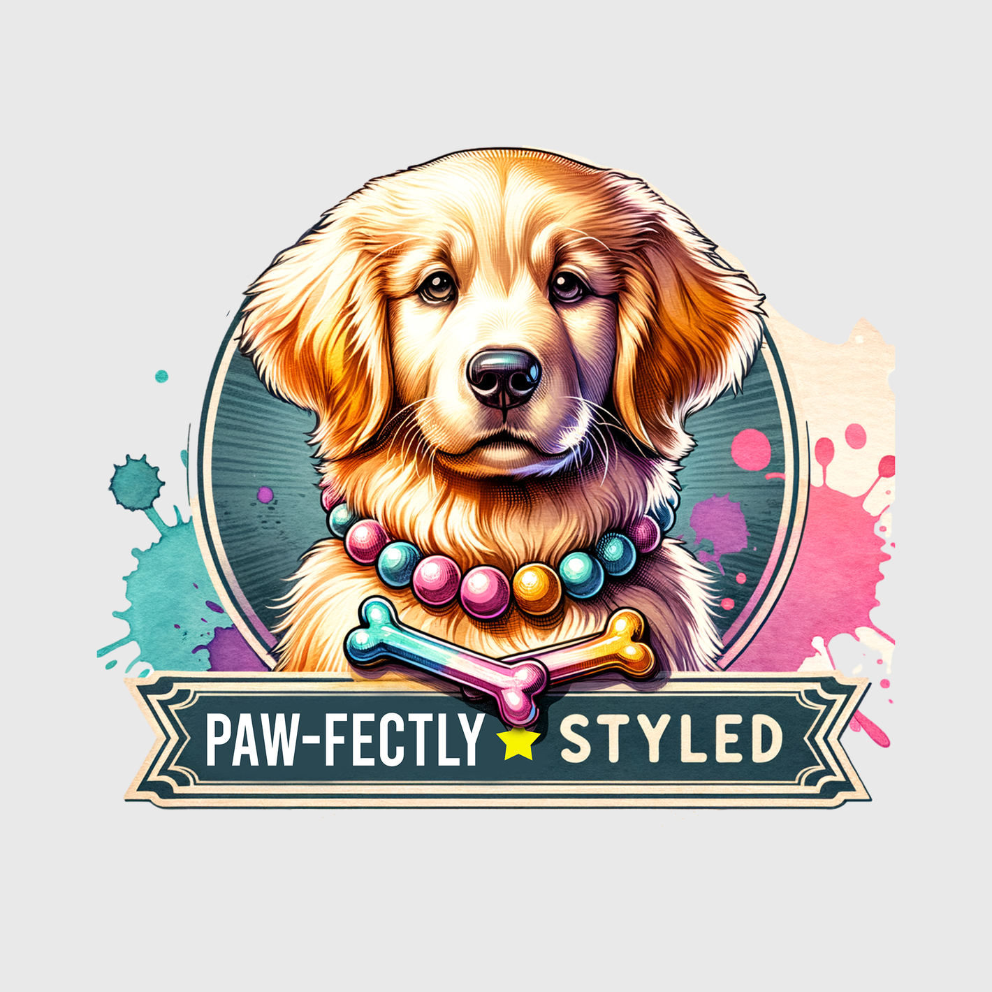 Paw-Fectly Styled Golden Labrador Transfer