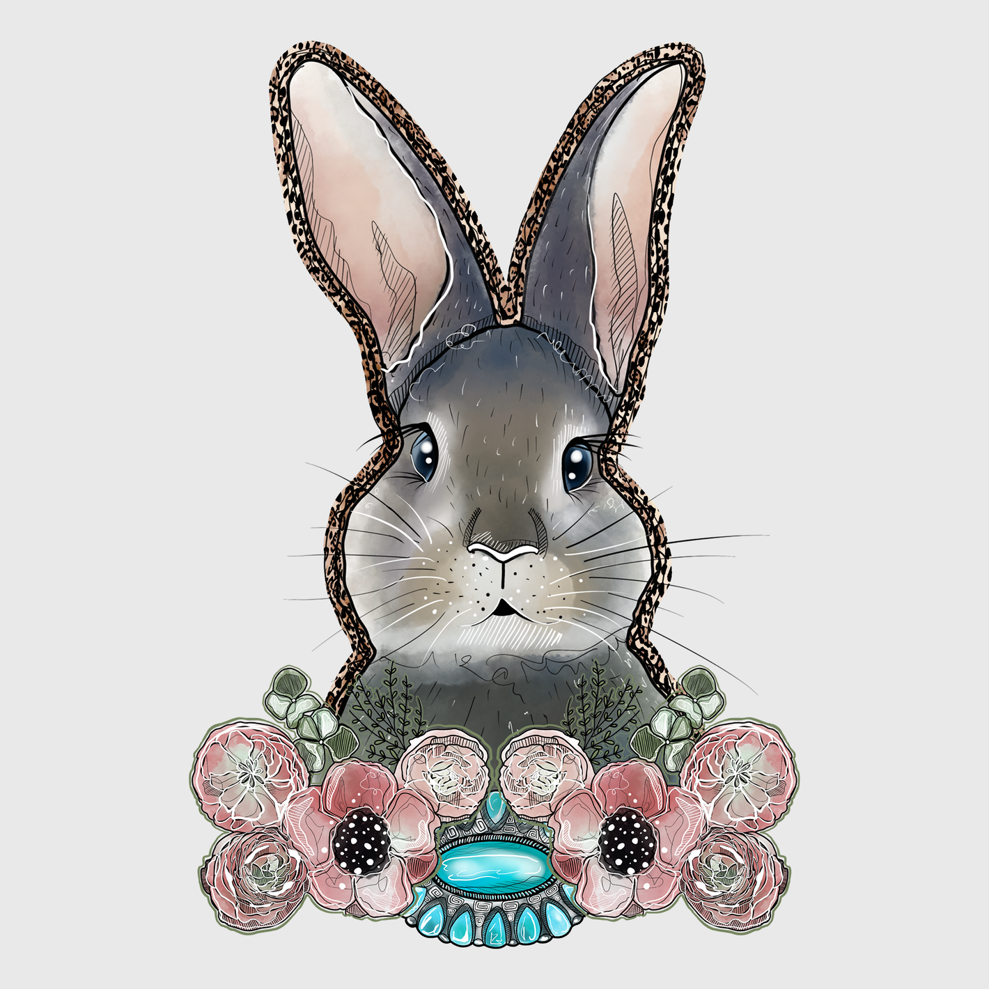 Bunny Floral Easter Transfer