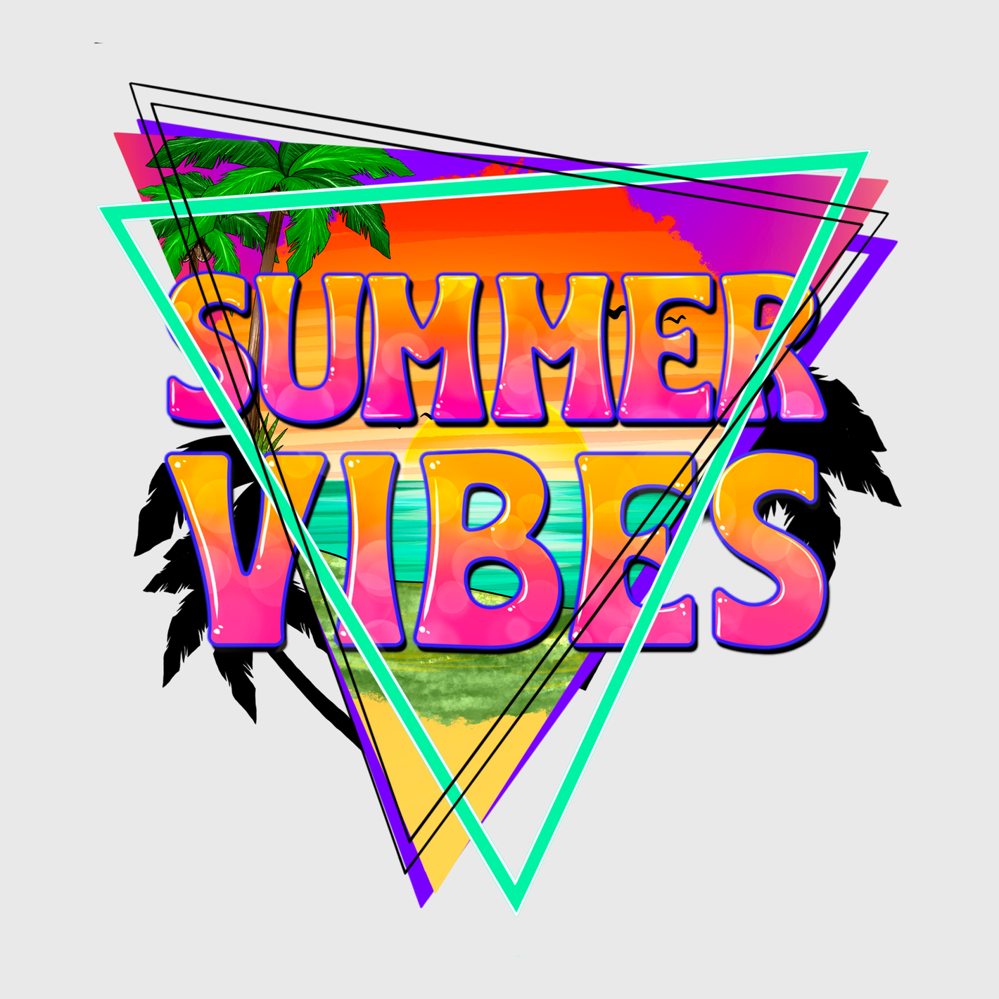 Summer Vibes Neon Triangle Transfer