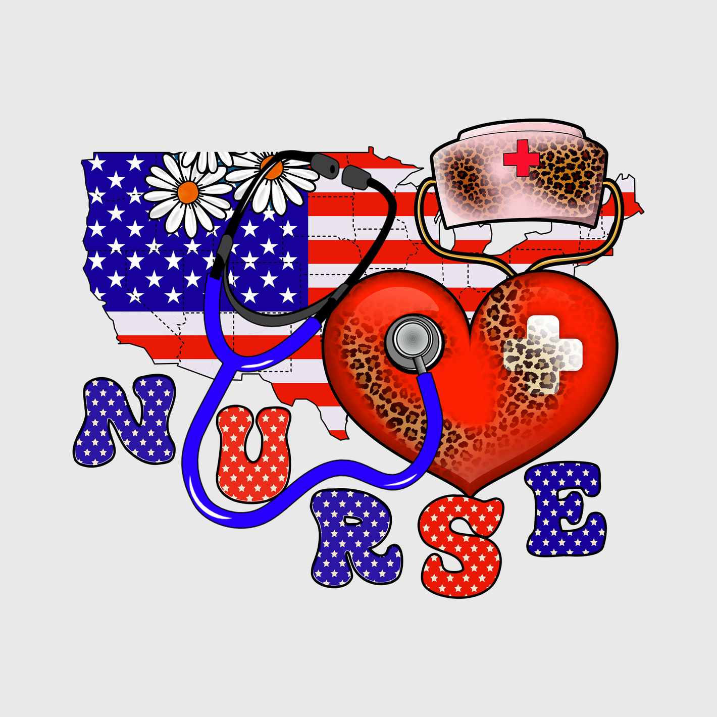 Red White and Blue Nurse Transfer