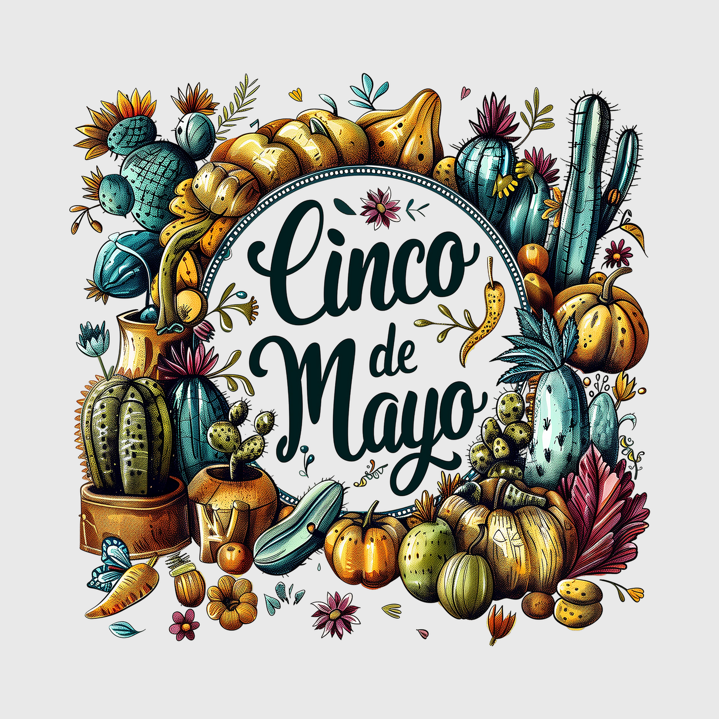 Festive Cinco de Mayo Cactus Transfer