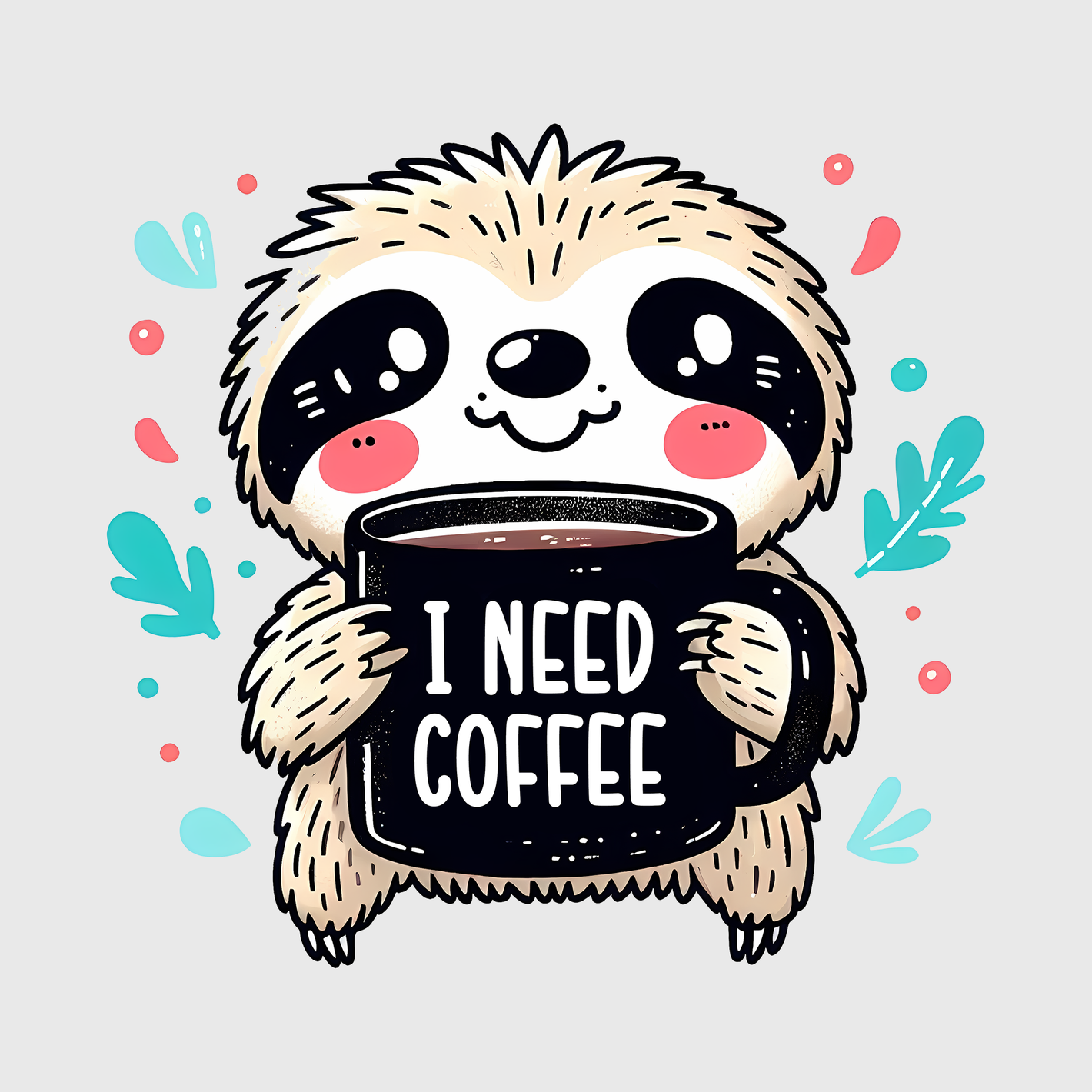 I Need Coffee Again Sloth Transfer