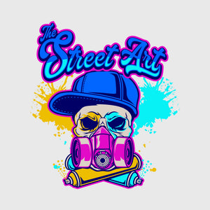 Neon Street Art Skull Transfer