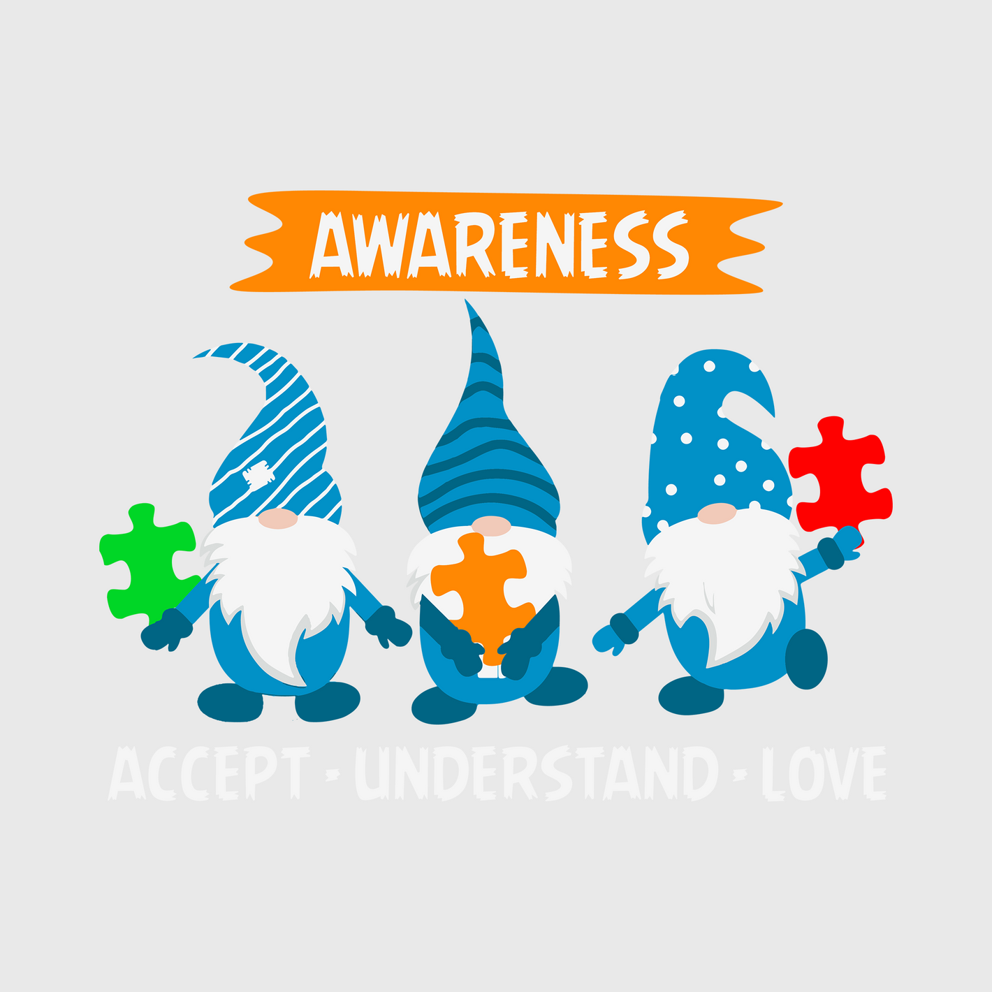 Autism Awareness Puzzle Ribbon Transfer