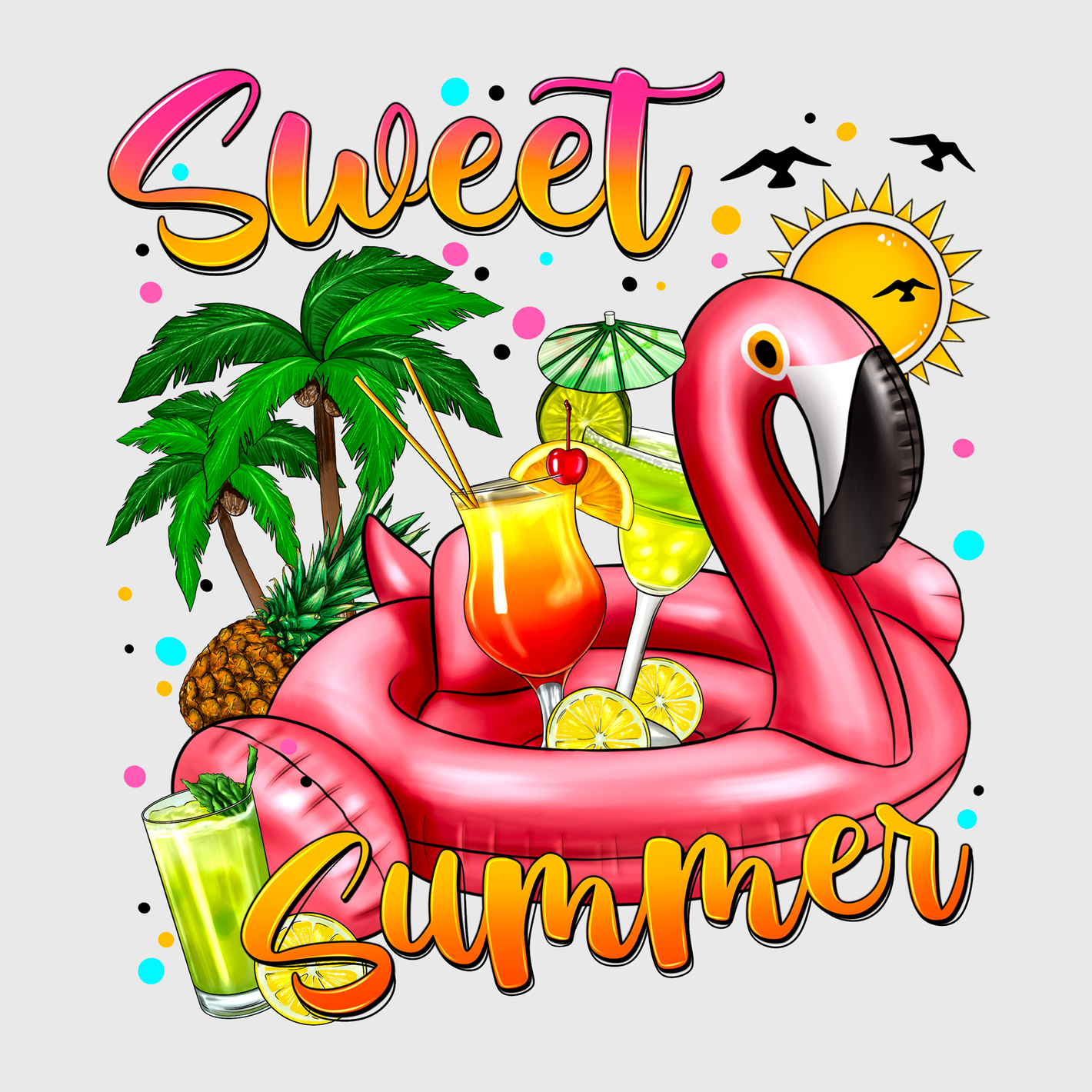 Sweet Summer Flamingo Transfer