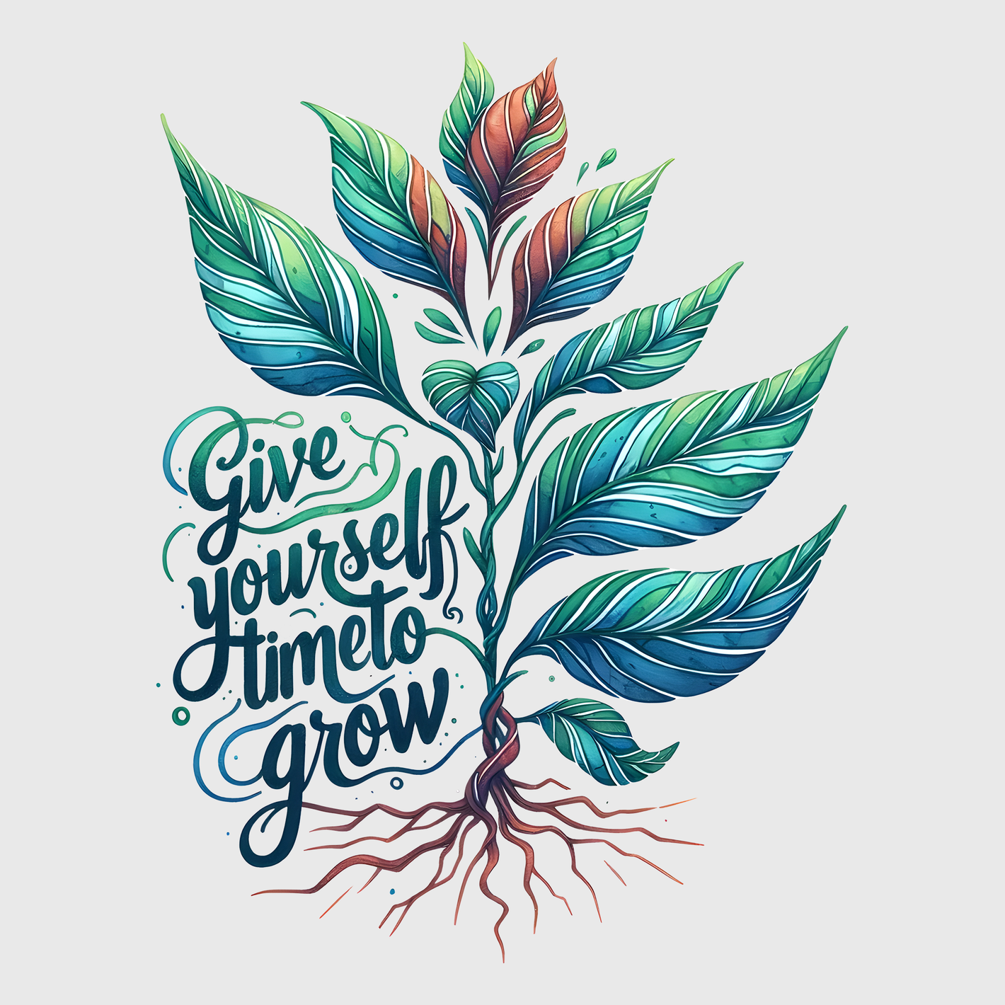 'Give Yourself Time To Grow' Floral Transfer