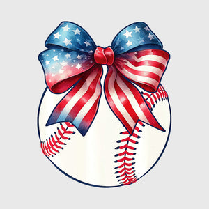 Patriotic Baseball Bow Transfer