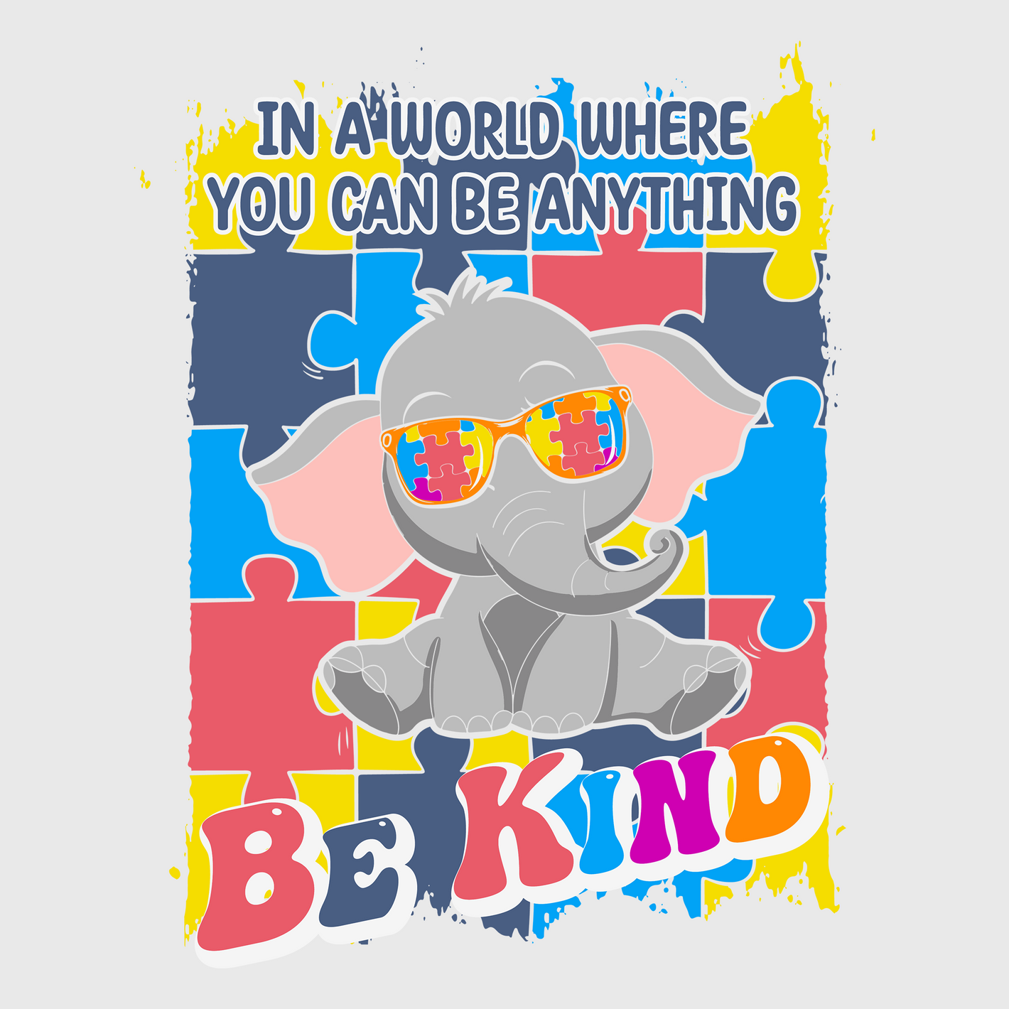 Be Kind Elephant Autism Awareness Transfer