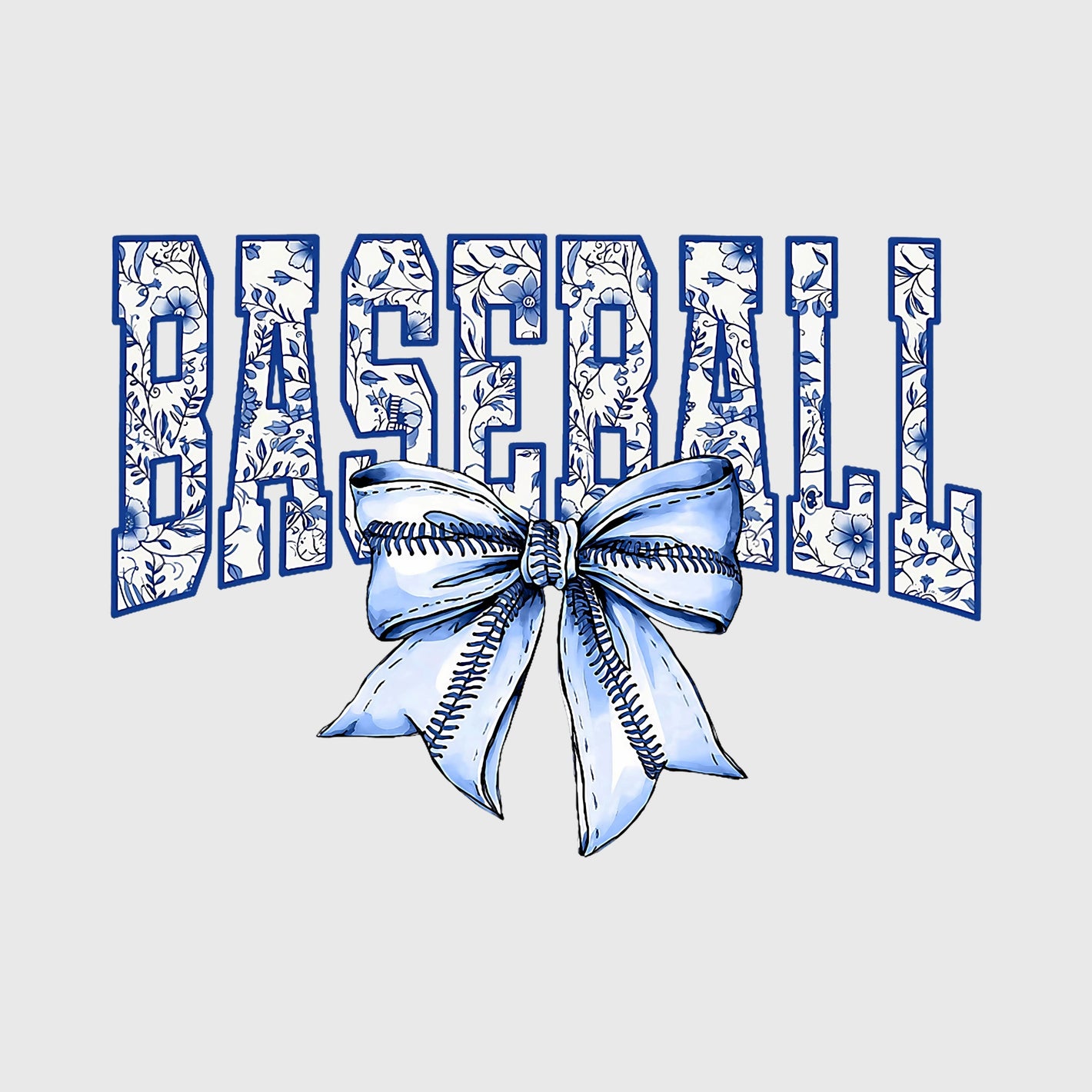Blue Floral Baseball Transfer