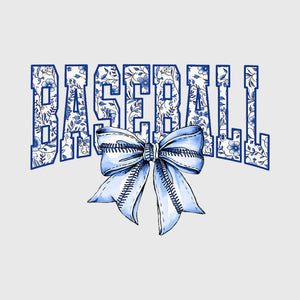 Blue Floral Baseball Transfer