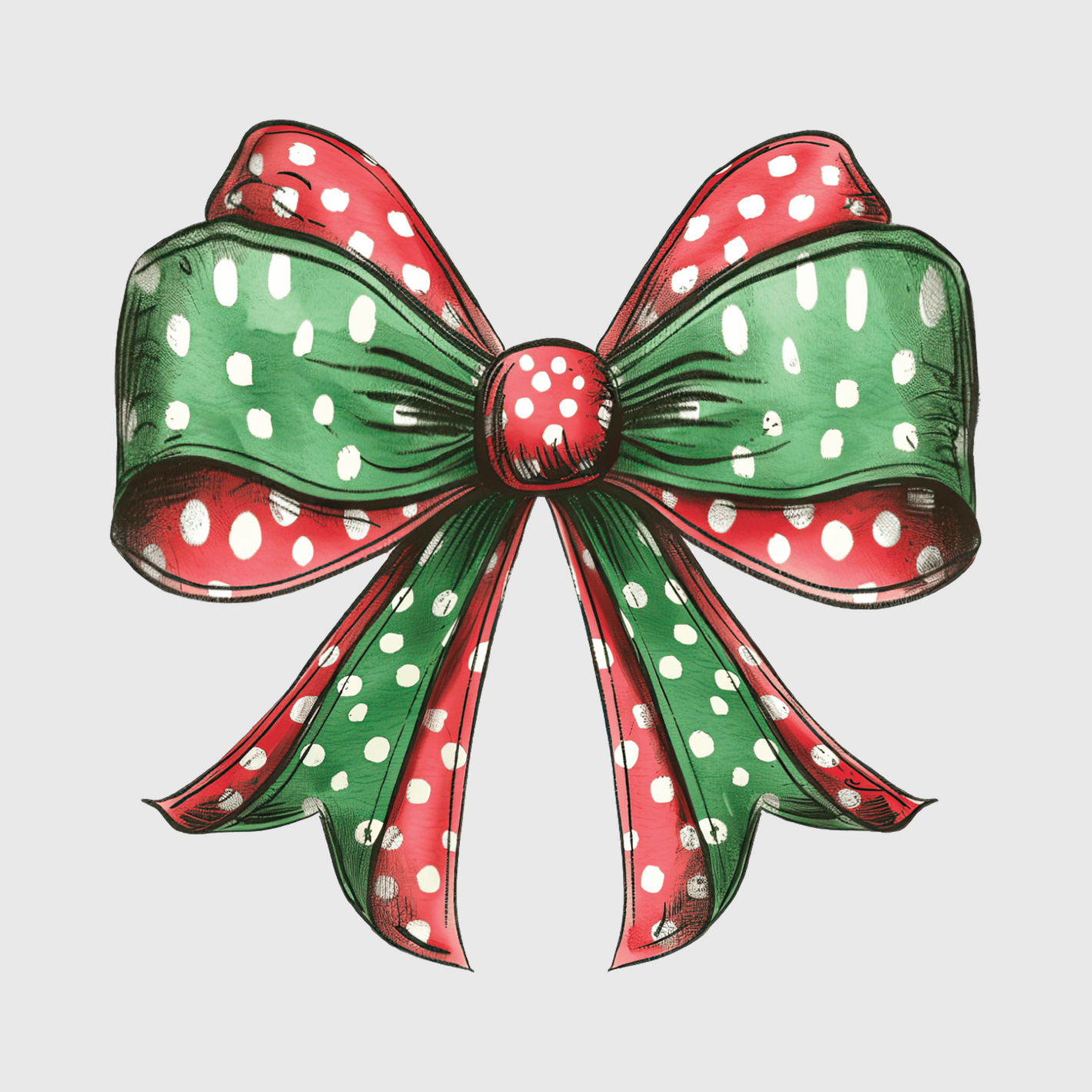 Christmas Bow with Polka Dots Transfer