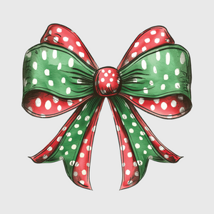 Christmas Bow with Polka Dots Transfer