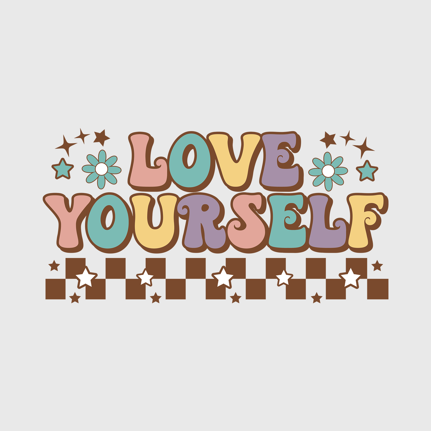 Love Yourself Checkered Transfer