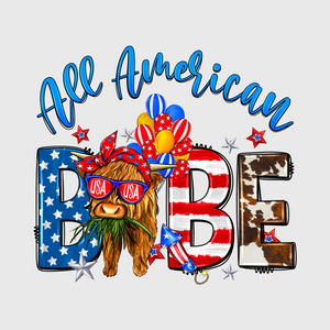 All-American Babe Patriotic Floral Transfer