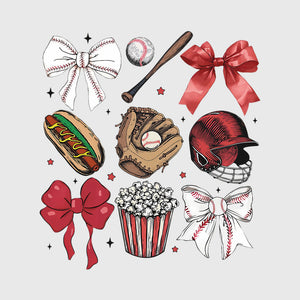 Baseball Bows & Game Day Icons Transfer