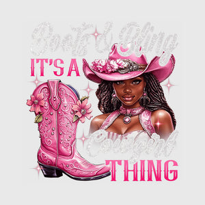 Pink Sparkle Cowgirl Transfer