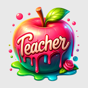 Colorful Apple Teacher Transfer