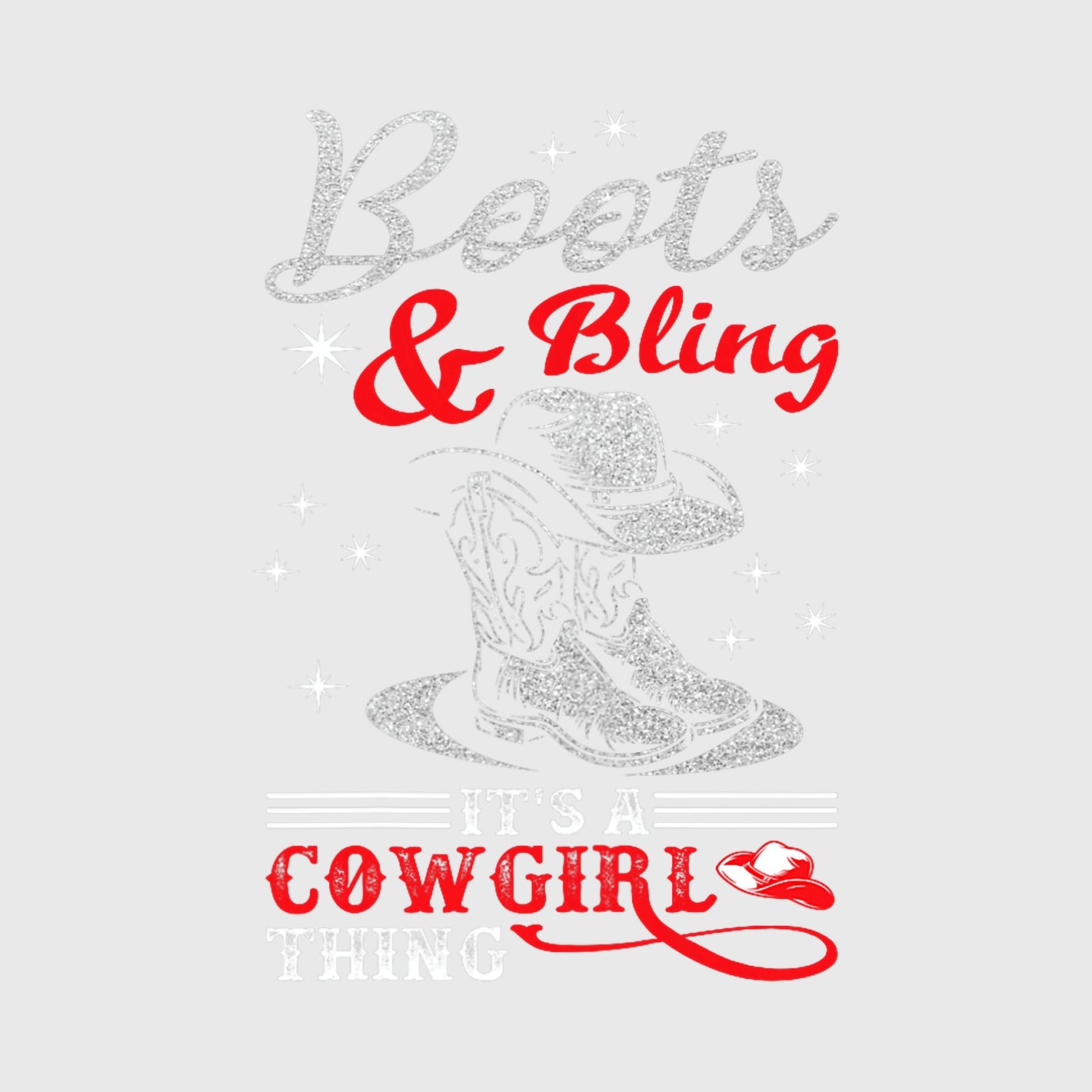 Silver Red Cowgirl Transfer