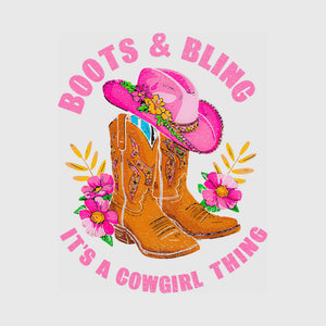 Rustic Sunset Cowgirl Transfer