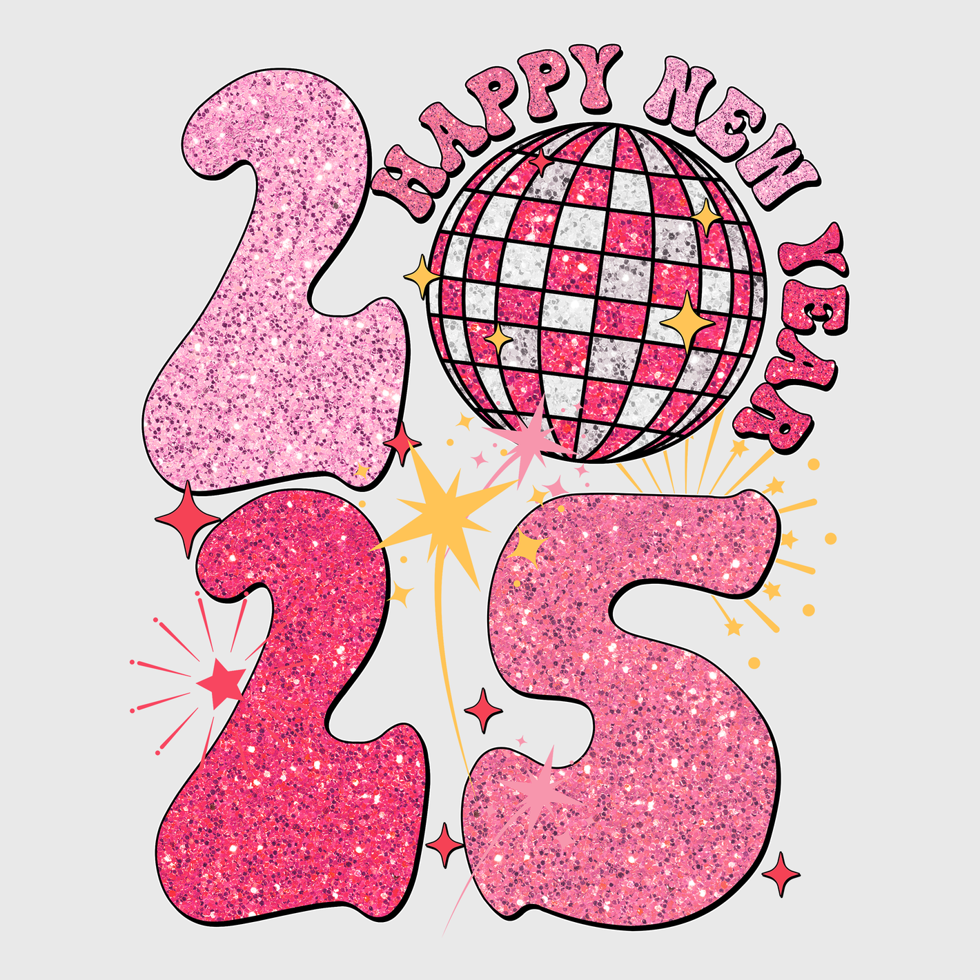 Happy New Year 2025 Pink Transfer