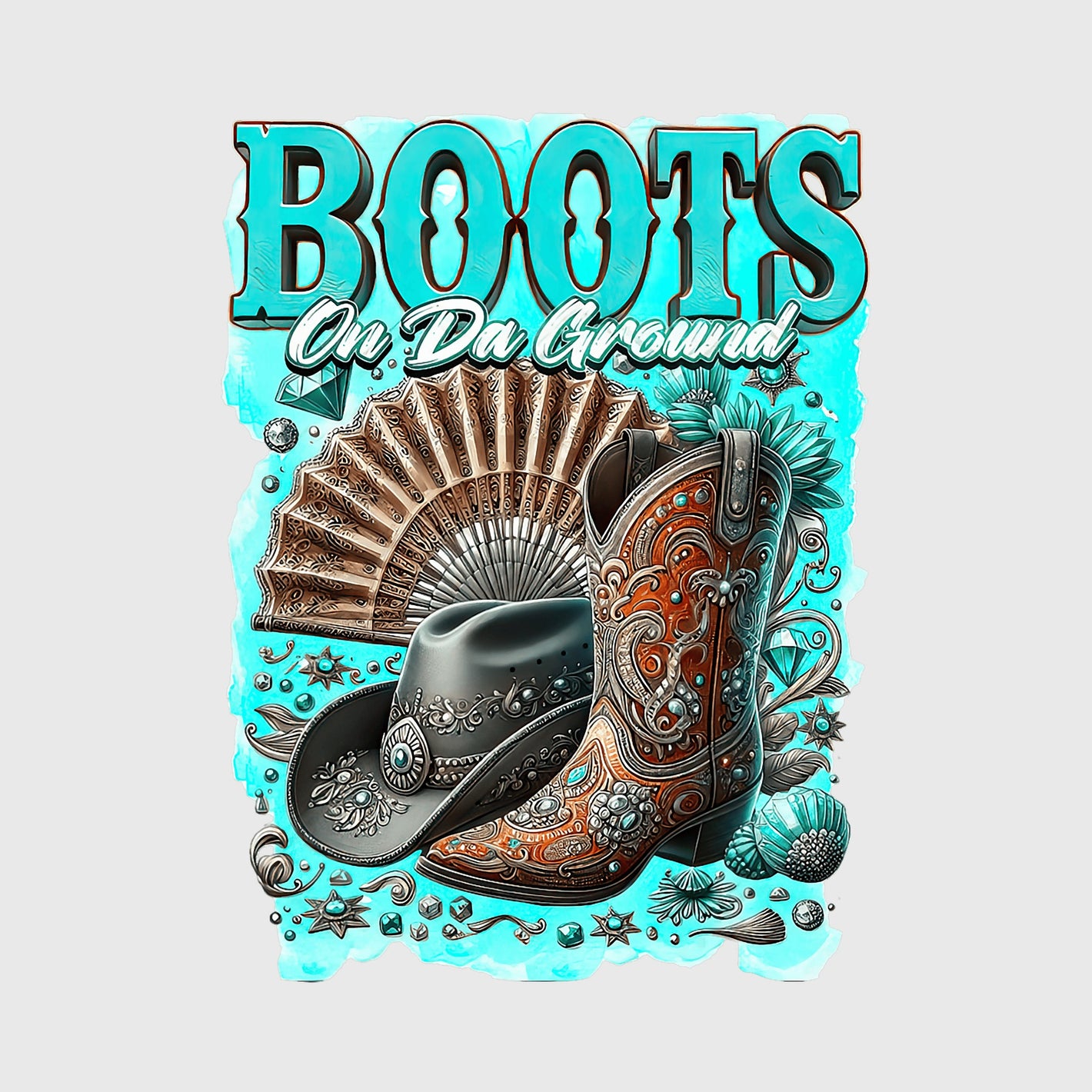 Turquoise Fan Saddle Transfer