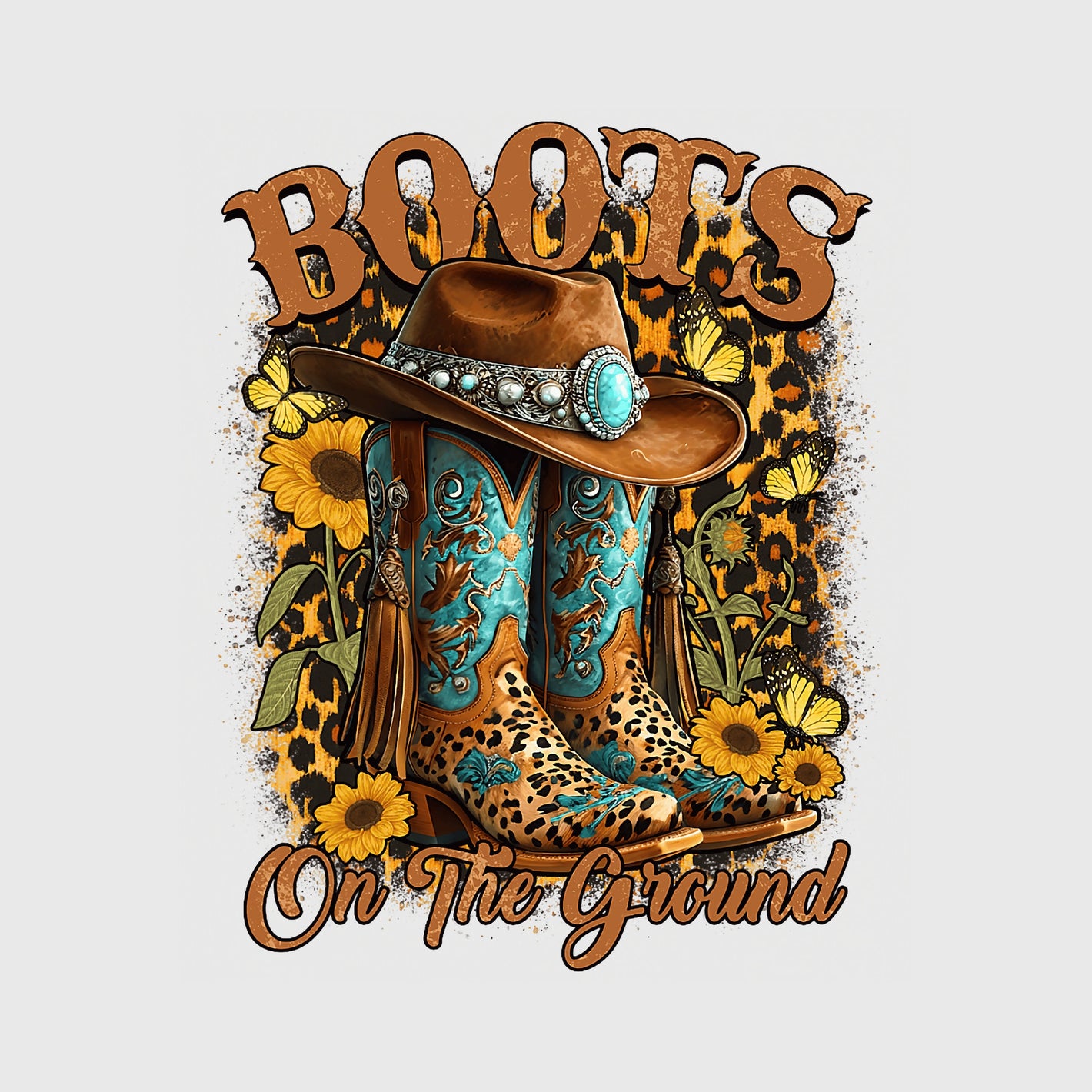 Sunflower Leopard Western Transfer
