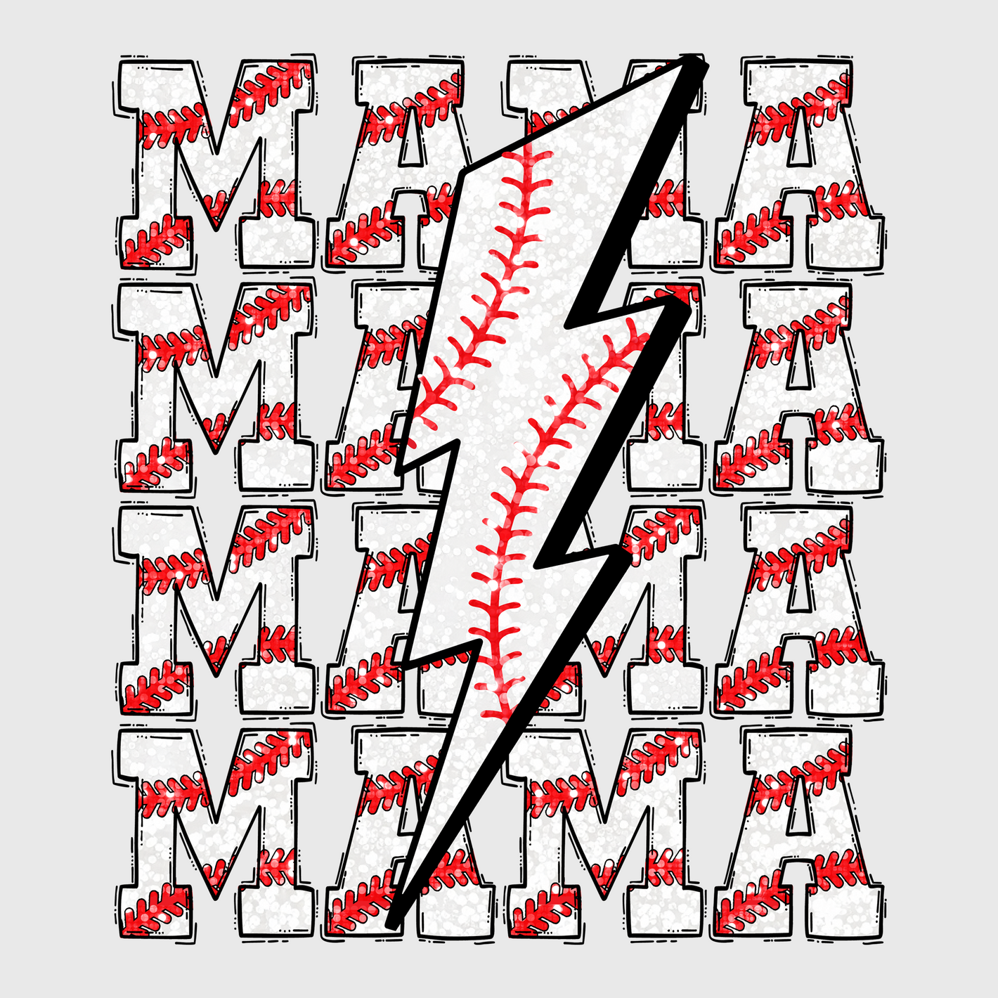 Lightning Bolt Baseball Transfer