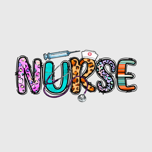 Nurse Floral Typography Transfer