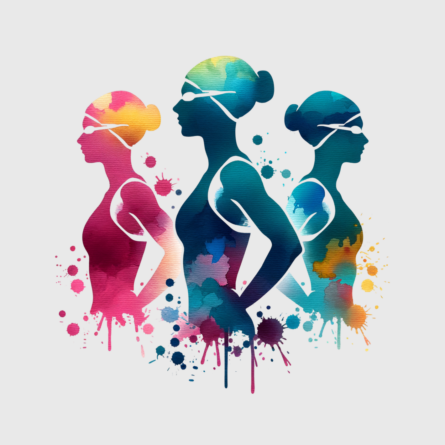 Vibrant Swimmer Silhouettes Transfer