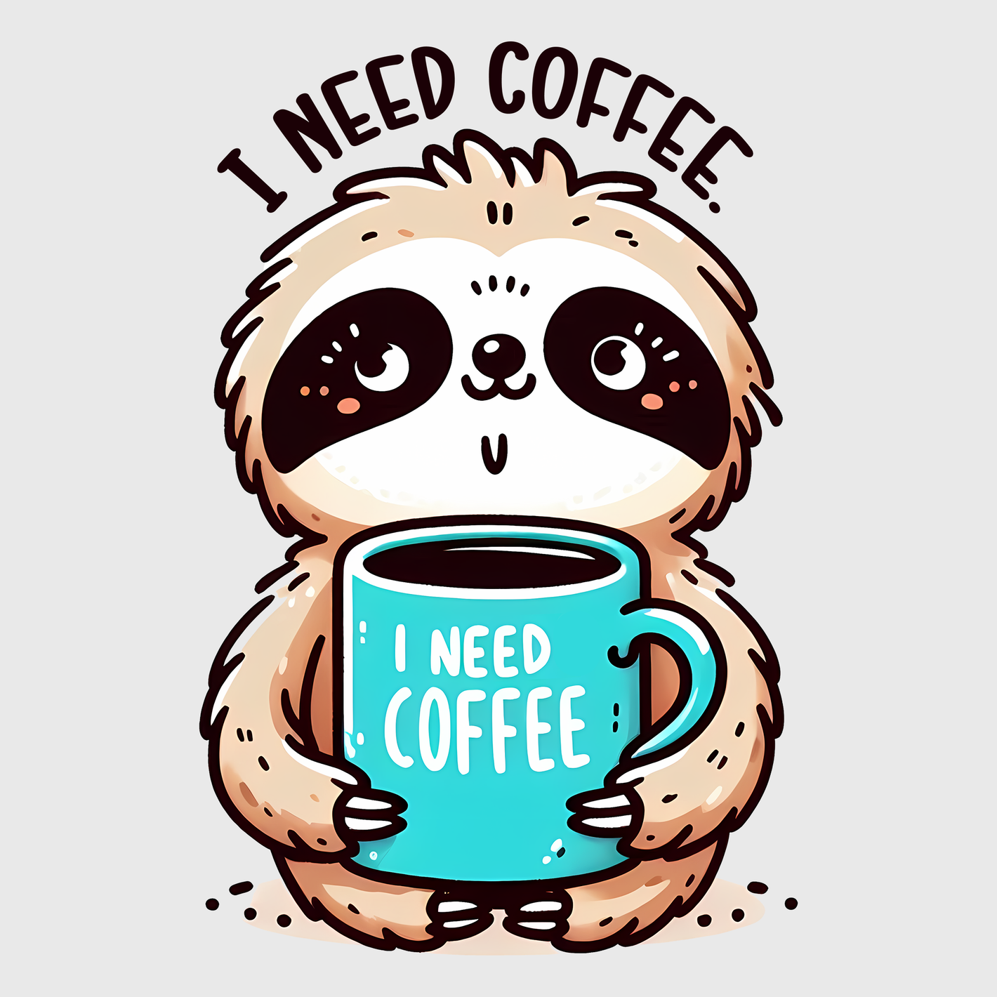 I Need Coffee (Big Cup) Sloth Transfer