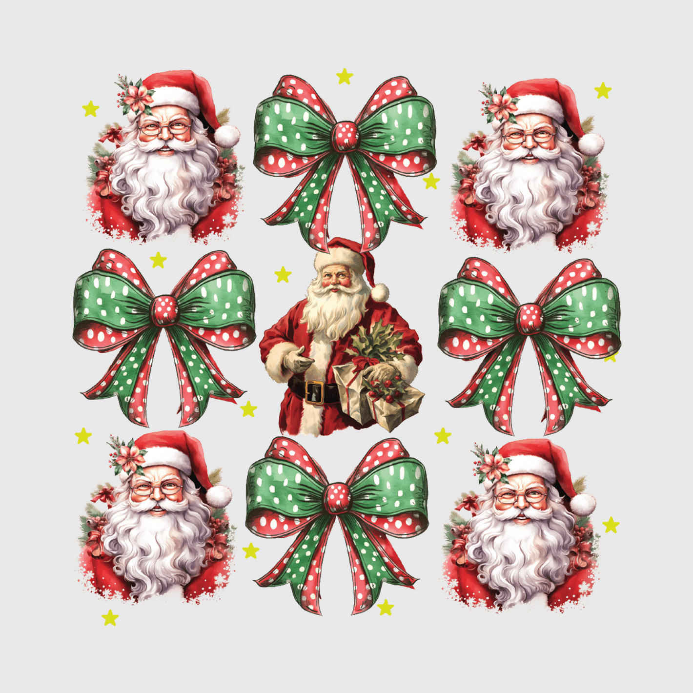 Vintage Santa Faces Transfer