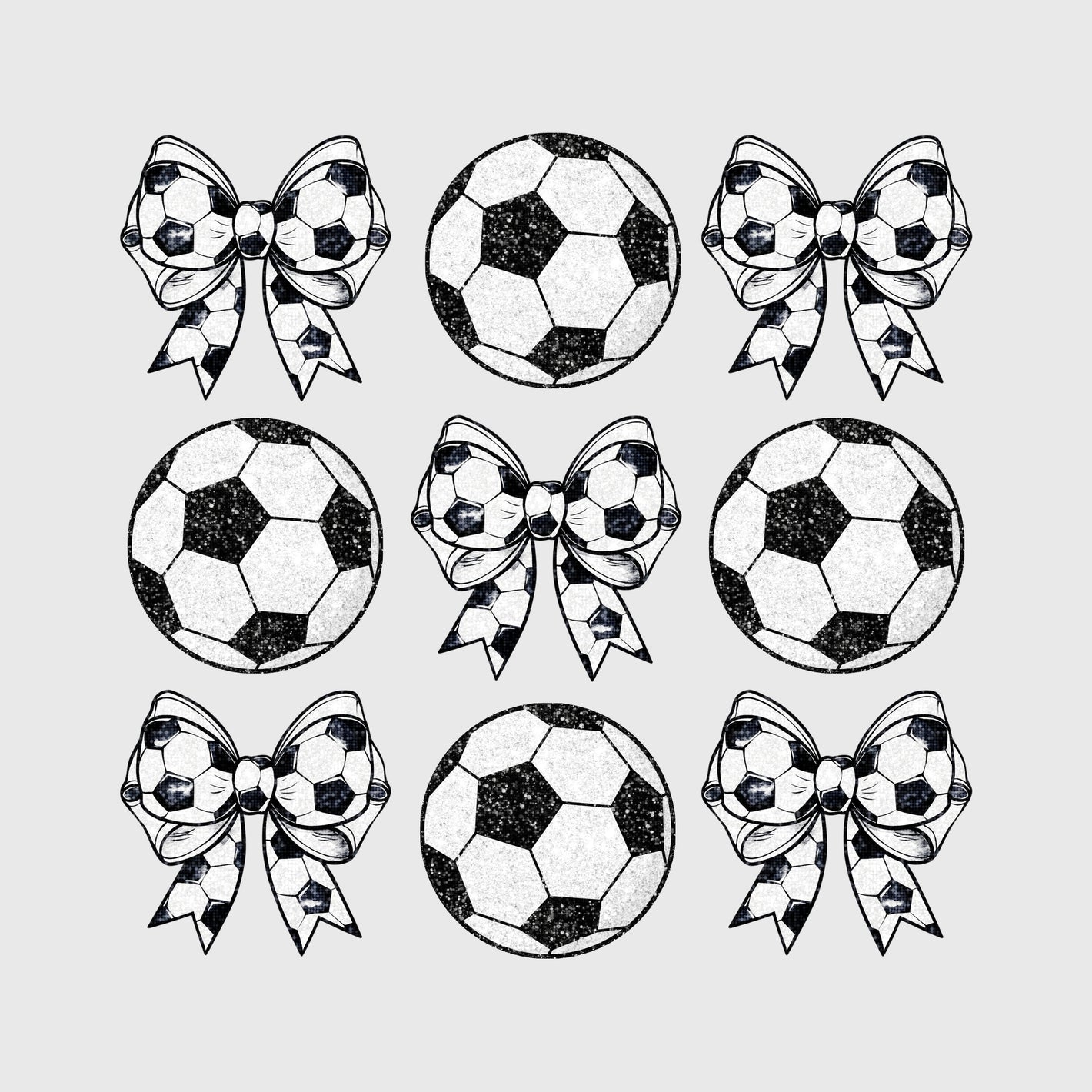 Black and White Bow Soccer Ball Transfer