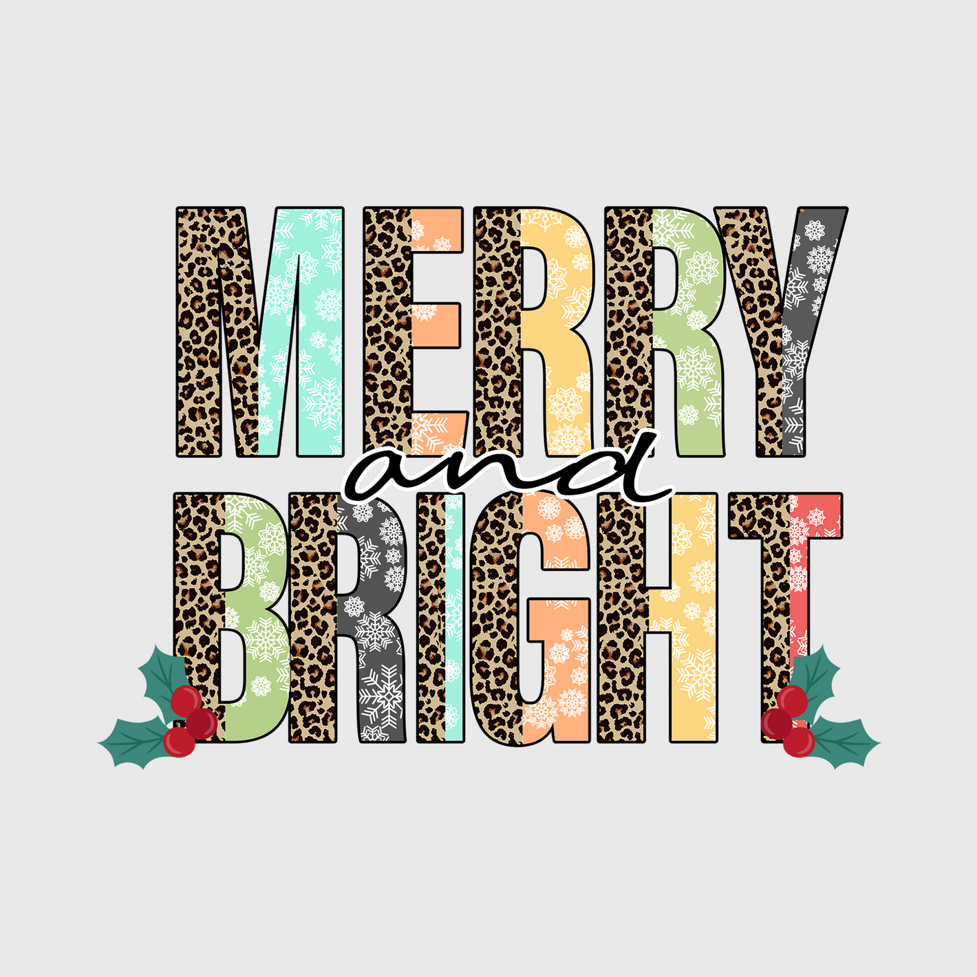 Merry & Bright Christmas Words Transfer