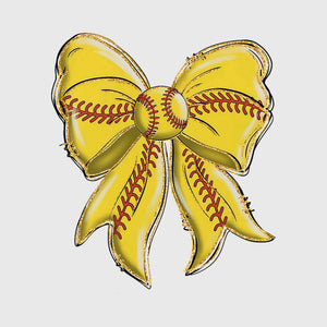 Golden Glitter Softball Bow Transfer