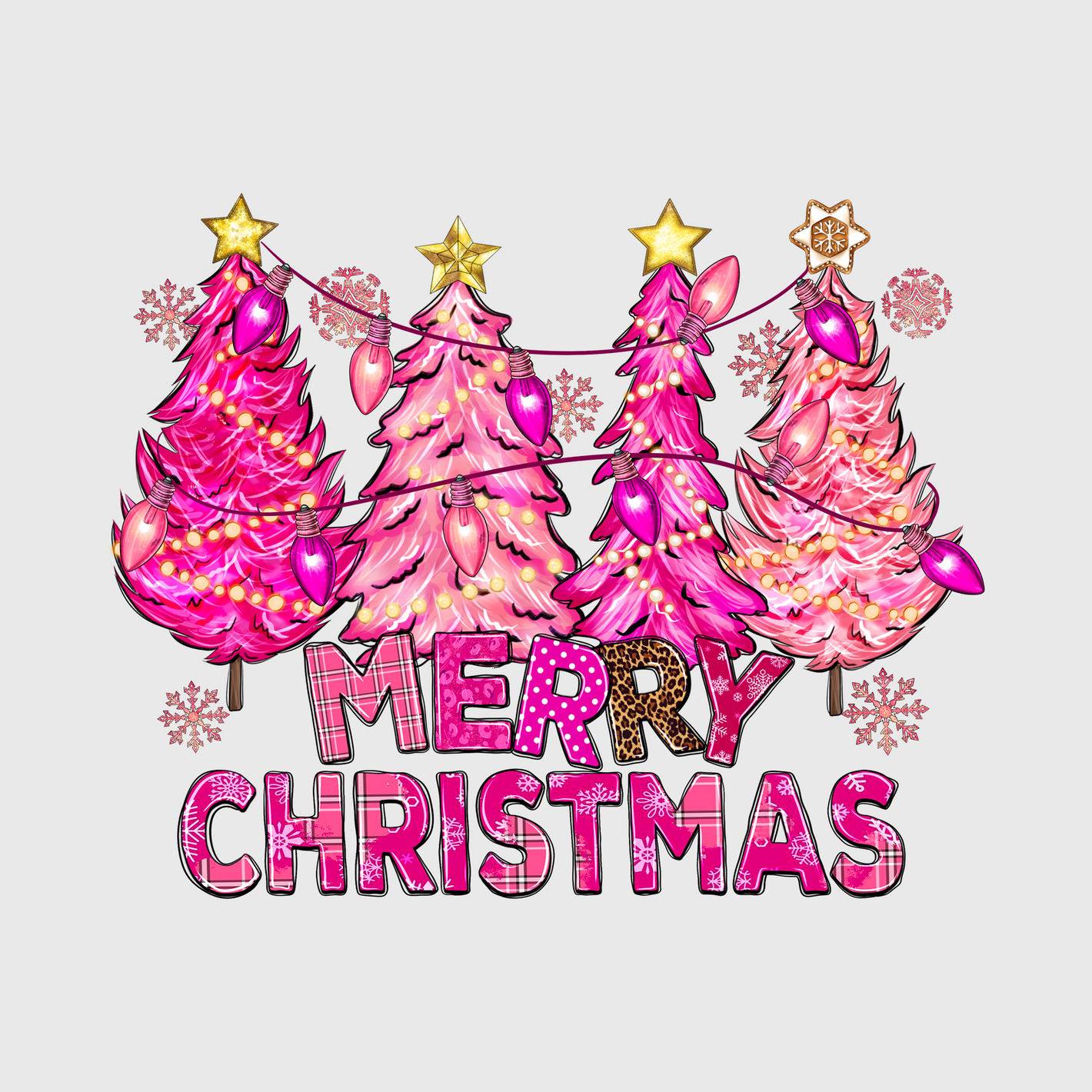 Pink Christmas Trees Transfer