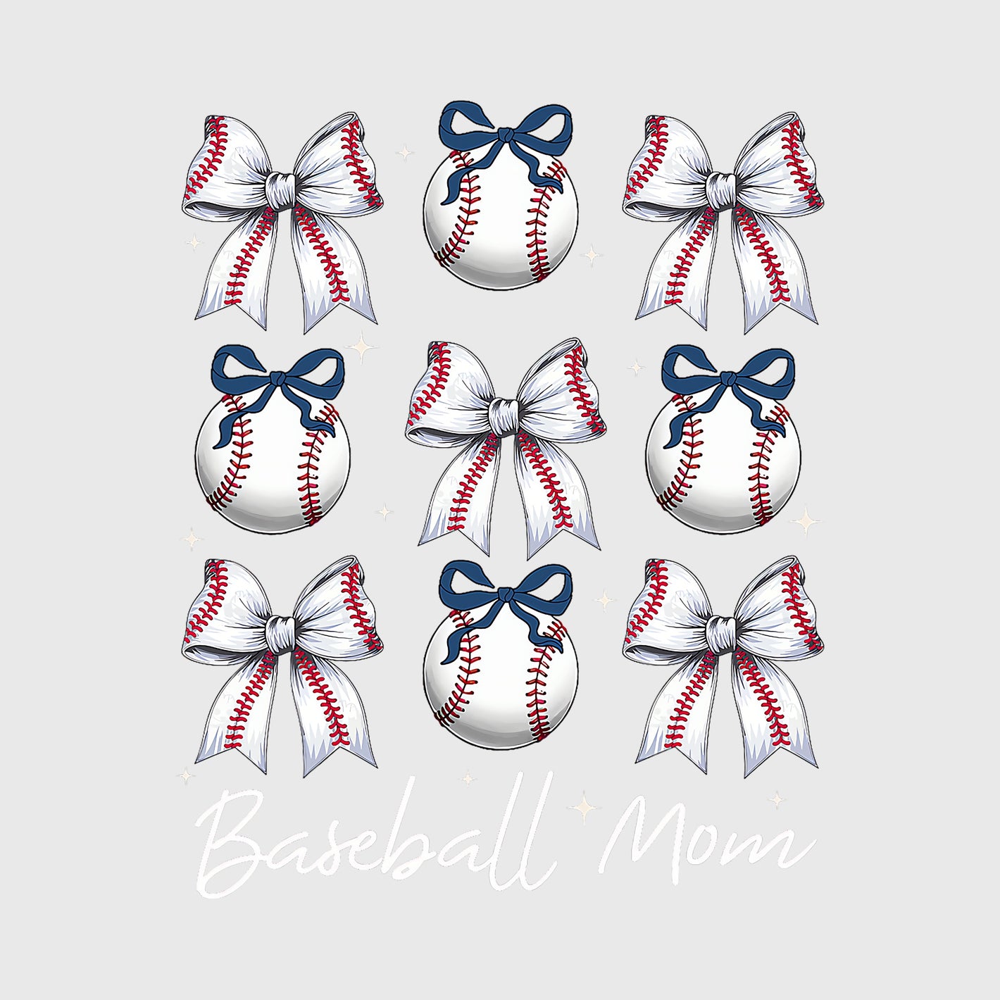 Classic Bow Baseball Mom Transfer