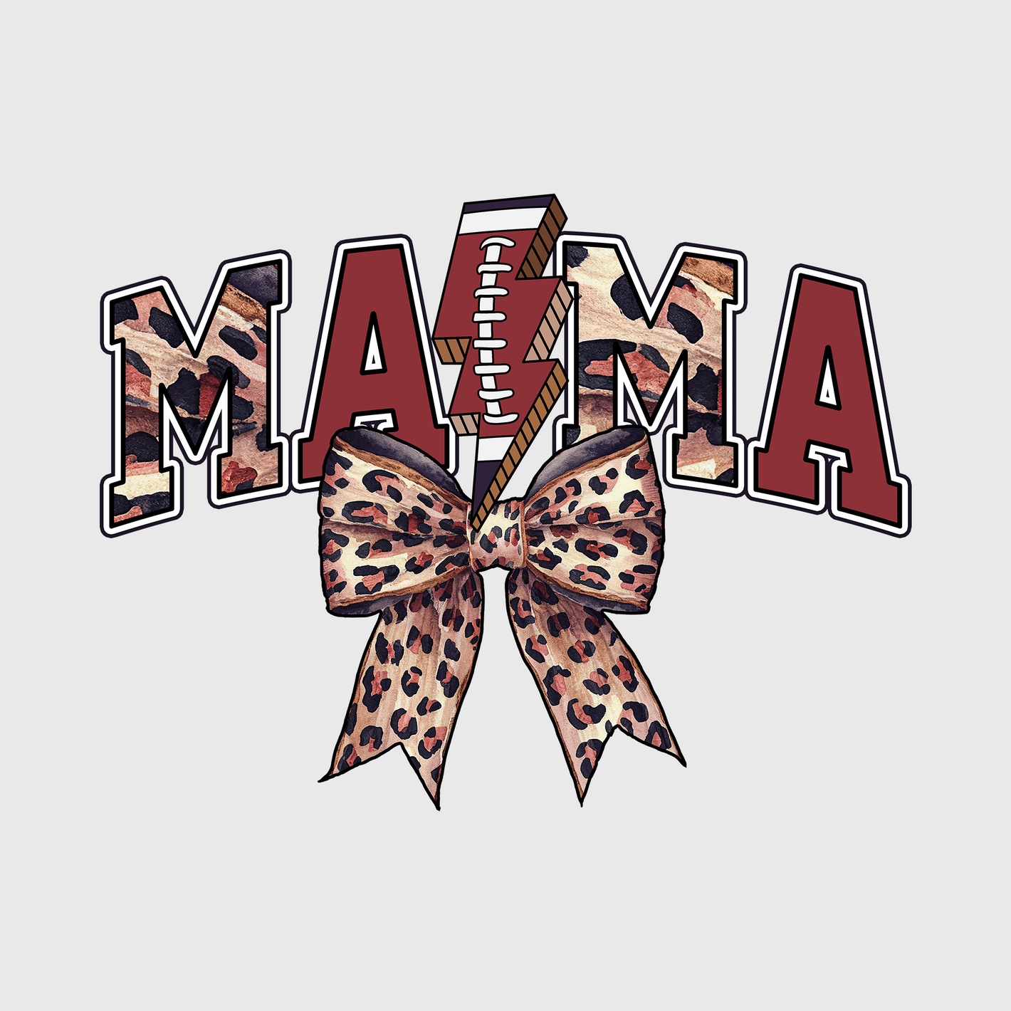 Mama Football Bow Maroon Transfer