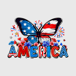 Butterfly America Flag Transfer