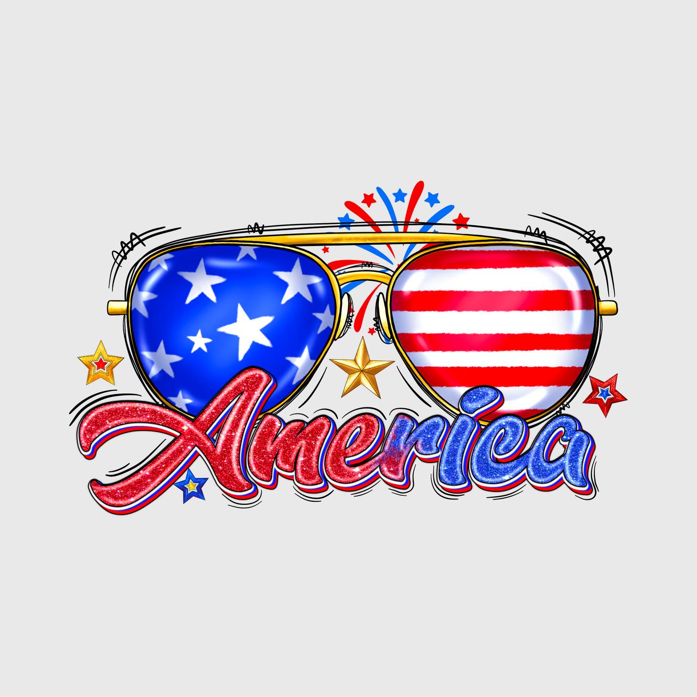 America Patriotic Sunglasses Transfer