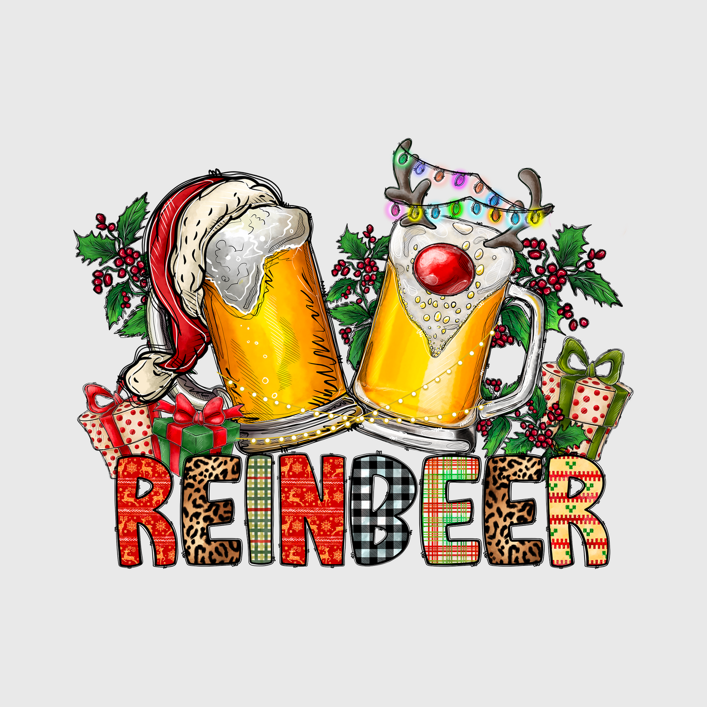 Holiday Reindeer Drinks Transfer